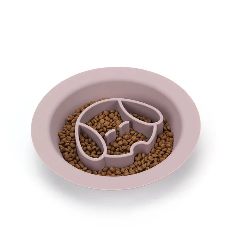 High-quality anti-choking slow-feeding portable silicone pet bowl anti knock, anti choking, cat and dog drink water for slow