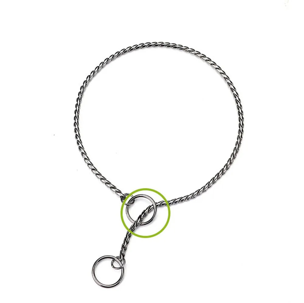 Dog Snake Chain Choke Collar P Chock Metal Chain Dog Collar Necklace Walking Training Pet Supplies for Small Medium Large Dogs