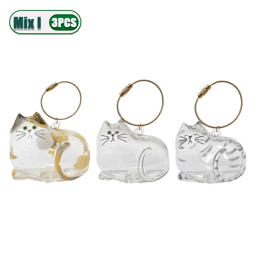 1-5PCS Personalized Cat Hair Jewelry Keyring Pet Memorial Keepsake Holder for Ashes or Fur Unique Gift for Grieving Pet Lovers