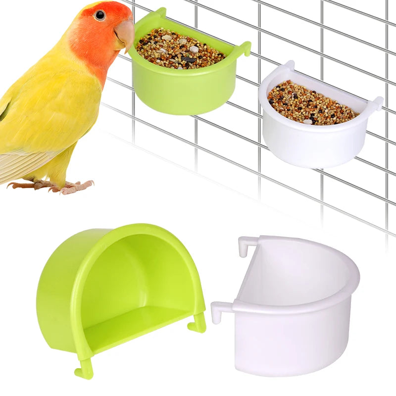 New 2pcs Bird Food Feeding Dish Easy to Install Bird Cage Feeder Bowl for Small Animals Budgie Parrot Parakeets Lovebirds