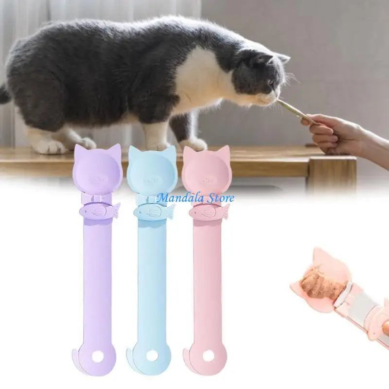 U2JC MultiFunction Long Handle Pet Spoon for Cats Squeeze Treat Wet