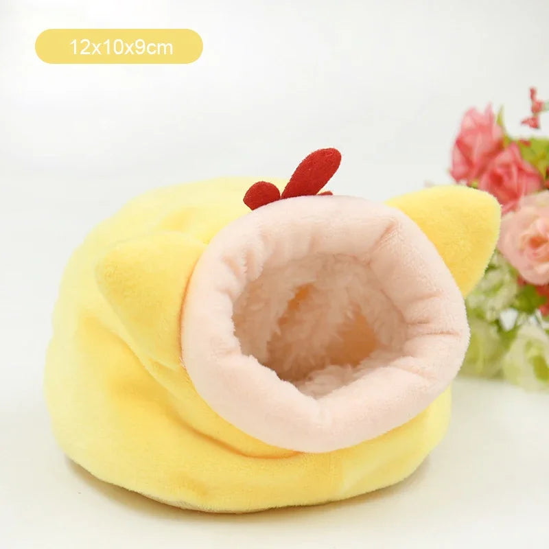 Hamster Nest Cute House Winter Soft Warm Bed Non-slip Hamster Sleeping Nest Small Animals Bedding House For Dwarf Hamsters