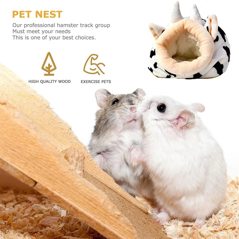 Hamster Nest Cute House Winter Soft Warm Bed Non-slip Hamster Sleeping Nest Small Animals Bedding House For Dwarf Hamsters
