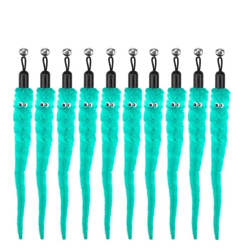 Cat Feather Toy Accessories False Birds Worm Toy with Bell Kitten Cat Toys Interactive Replacement Refill Foam Ball Training