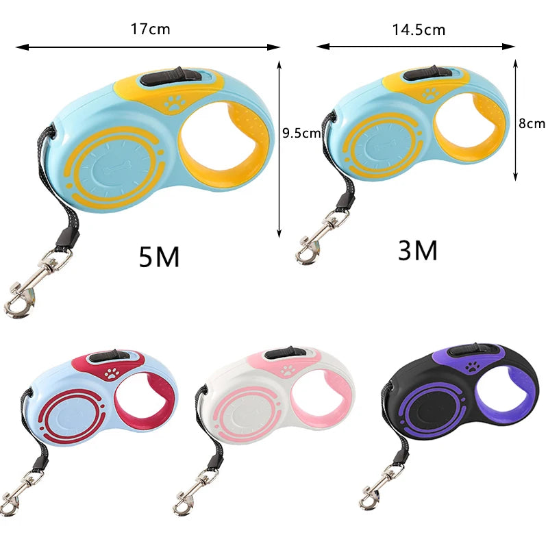 3m 5m Nylon Dog Leash Automatic Retractable Durable Cat Lead Extending Puppy Walking Running Traction Roulette For Small Dogs