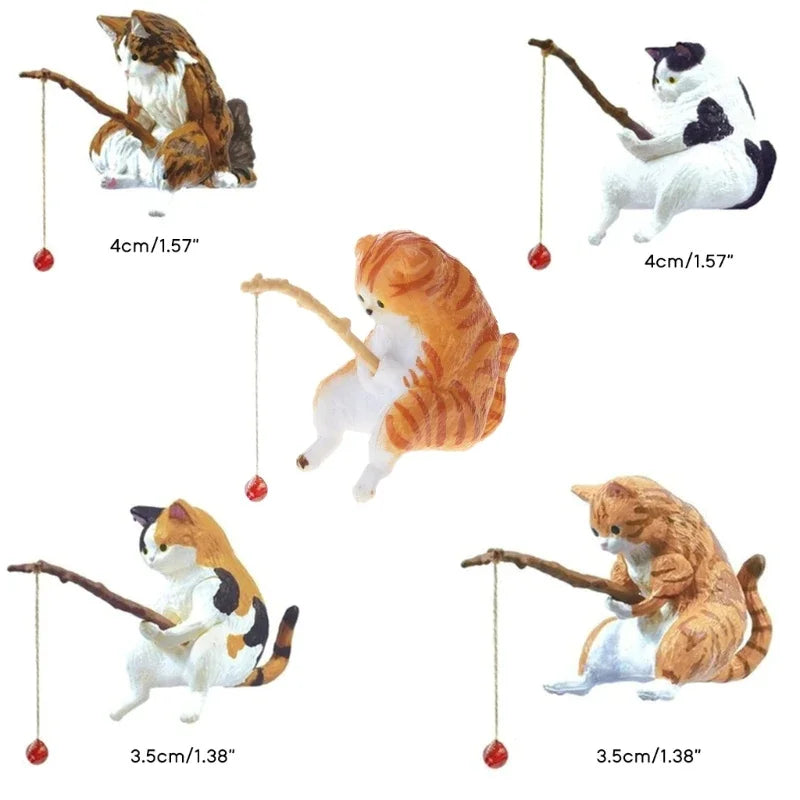 Fishing Cat Ornaments Fish Tank Landscaping Aquarium Decoration Mini Cat Statue Fish Tank Accessories Household Supplies