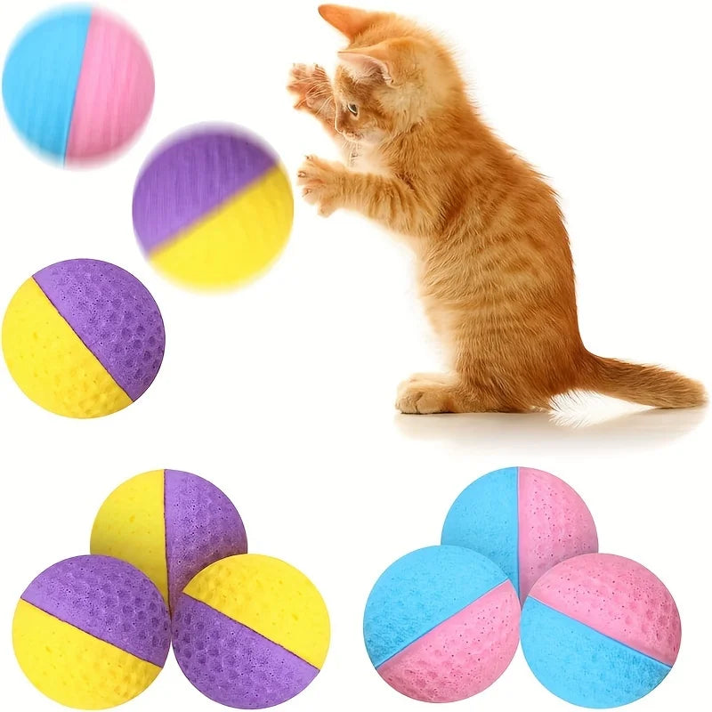 Cat Foam Ball Toys Pet Interactive Chase Sponge Balls for Pets Soft Bouncy Quiet Durable Bite Resistant Easy Clean Rubber Balls