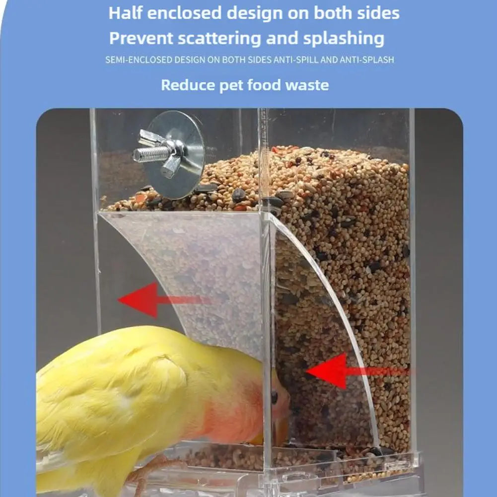 No Mess Bird Feeders Automatic Parrot Feeder Drinker Acrylic Seed Food Container Cage Accessories For Small And Medium Para I5F4