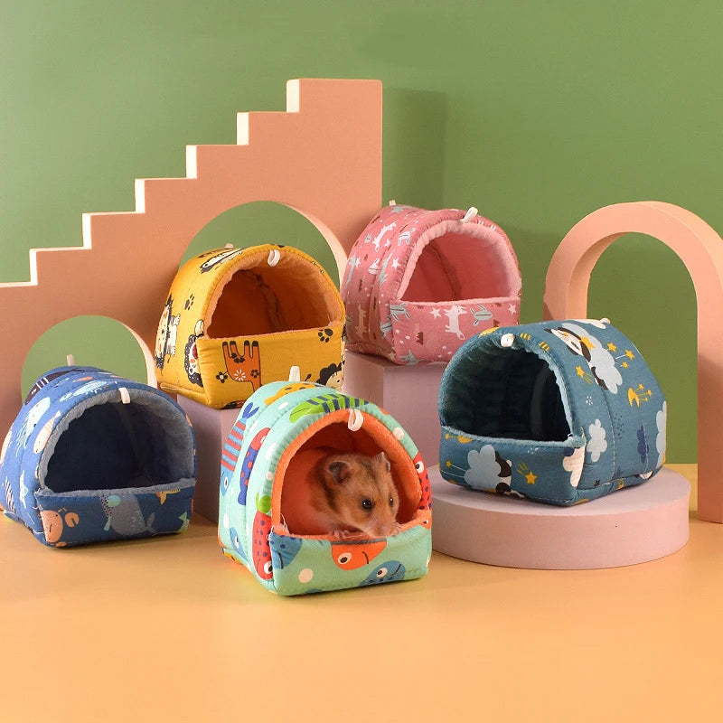 Soft Hamster House Rabbit Rodent Guinea Pig Rat Cage Nest Small Animal Sleeping Bed Winter Warm Cotton Mat Accessories Hedgehog
