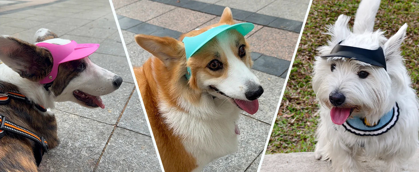 ATUBAN Dog Hat for S/M Dogs,Dog Sun Hats Ear Holes,Adjustable Doggy Visor Outdoor Sport Summer Beach Hat Breathable Baseball Cap