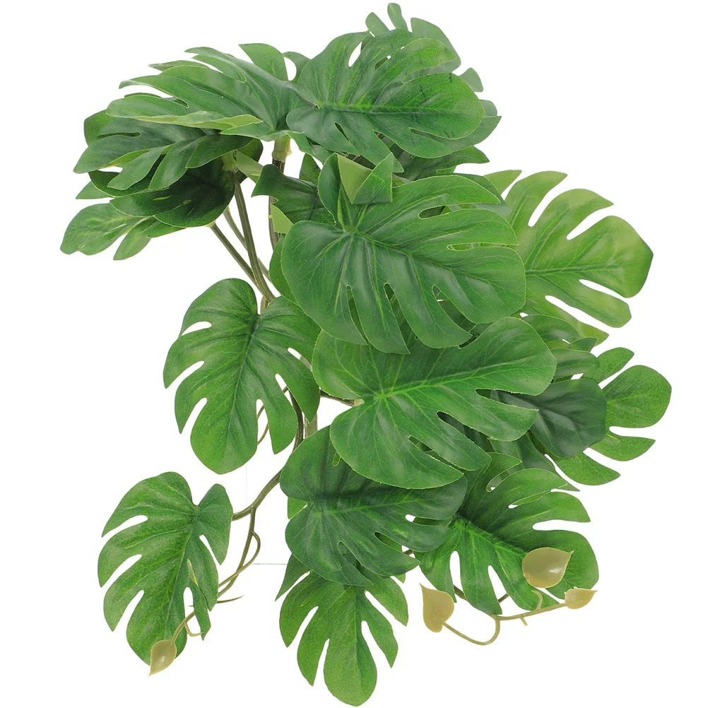 Hermit Crab Plants for Tank Suction Cups Hanging Vines Fake Aquarium Reptile Climbing Decor Plastic Artificial Indoor