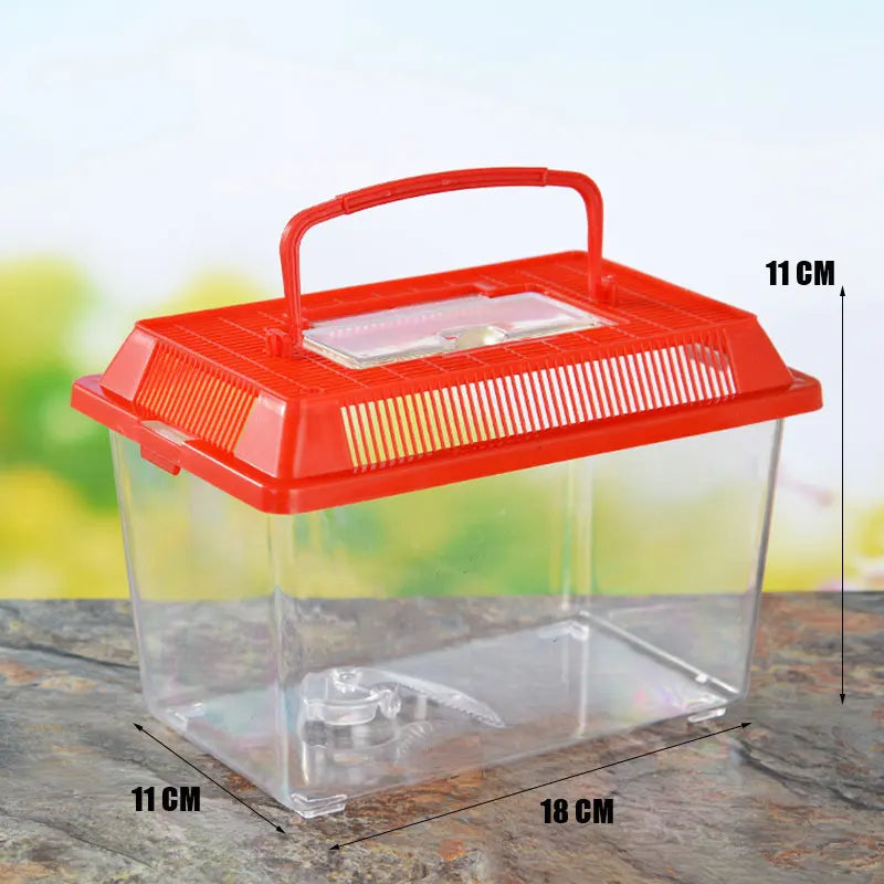 Portable Handheld Plastic Fish Tank Transparent Cutout Design For Turtle PetFish