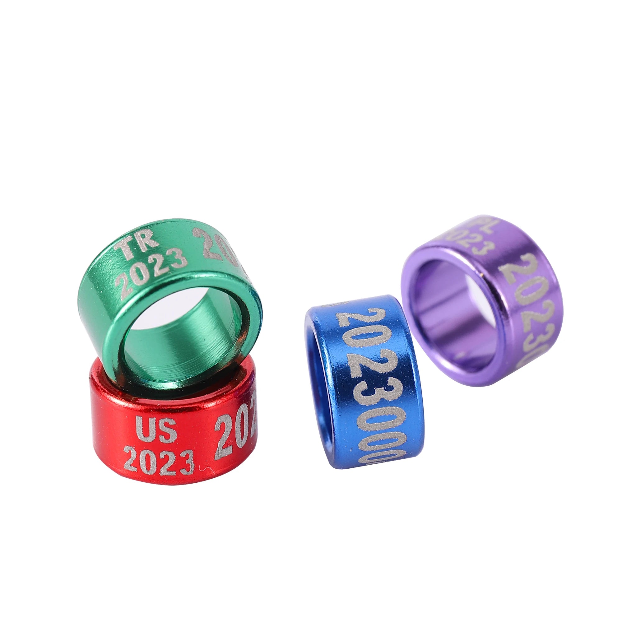 Customize Inner Diameter 8mm/10mm Aluminum Pigeon Foot Ring  Print ''Country Code + Year + Serial Number" Bird Foot Ring 30 Pcs