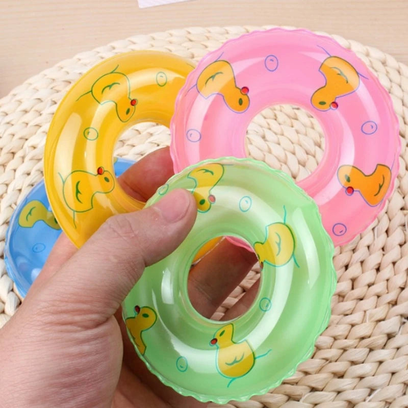 Floating Toys Mini Swimming Rings Rubber Fishing Net Washing Swimming Water Fun Creative Fish Tank Decoration for Turtle Fish