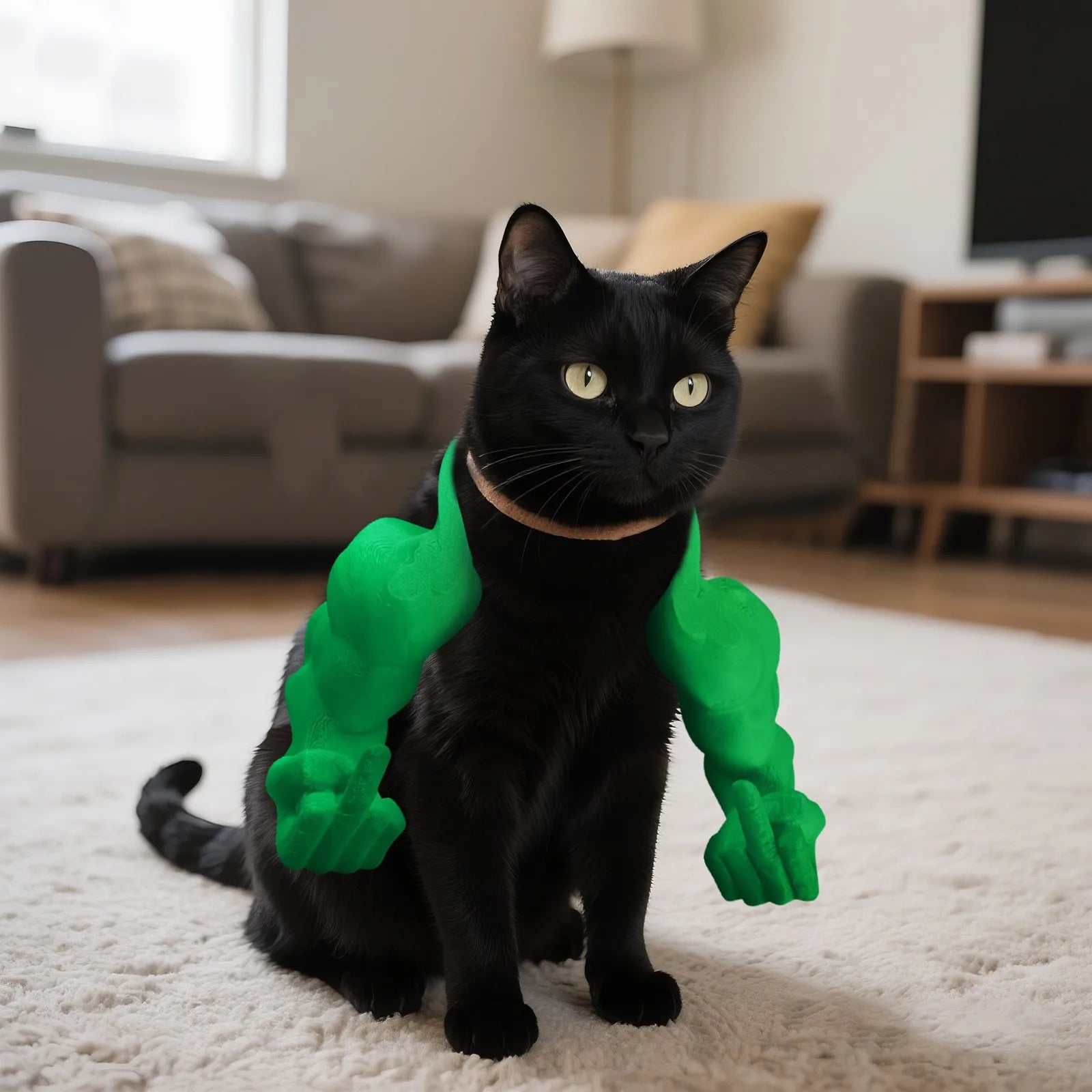 New Funny Cat Muscle Arms 3D Printing Realistic Cat Cosplay Muscle Arms Creative Pet Cosplay Props Cat Costume