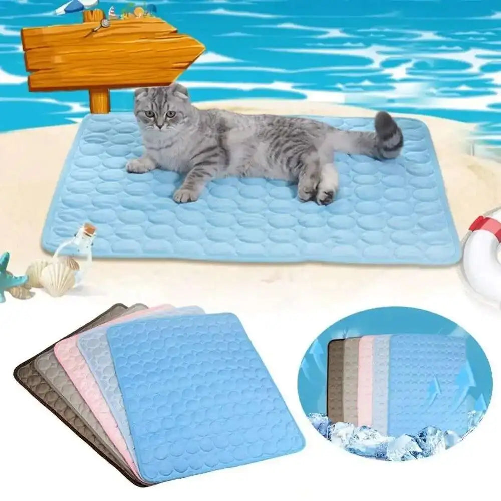 Cooling Dog Mat Summer Pad Mat For Dogs Cat Ice Silk Blanket Sofa Breathable Pet Dog Bed Summer Washable For Small Large Dog Cat