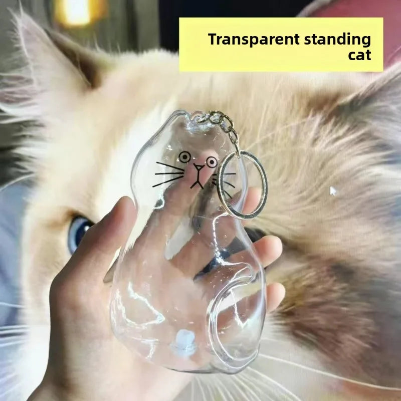 Large Cat Keychain Pendant Ginger Cat Siamese Calico CatHair Storage Box Hanging Cat Bag Hanging Pet  Hair Grooming Souvenirs