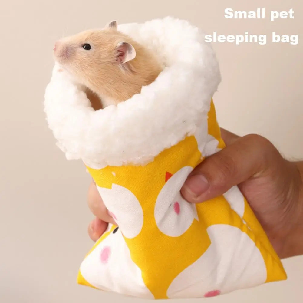 Hamster House Cozy Cartoon Hamster Nest Bed Soft Plush Guinea Pig Sleeping Bag Winter Warm Pet Accessories for Small Pets