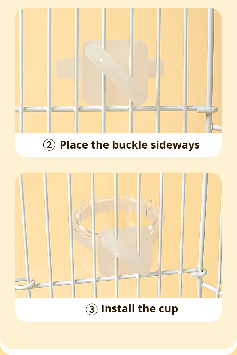 Bird Parrot Detachable Transparent Bowl Hanging Plastic Food Cup for Parrot Canary Bird Feeding Cups Parrot Food Water Bowls
