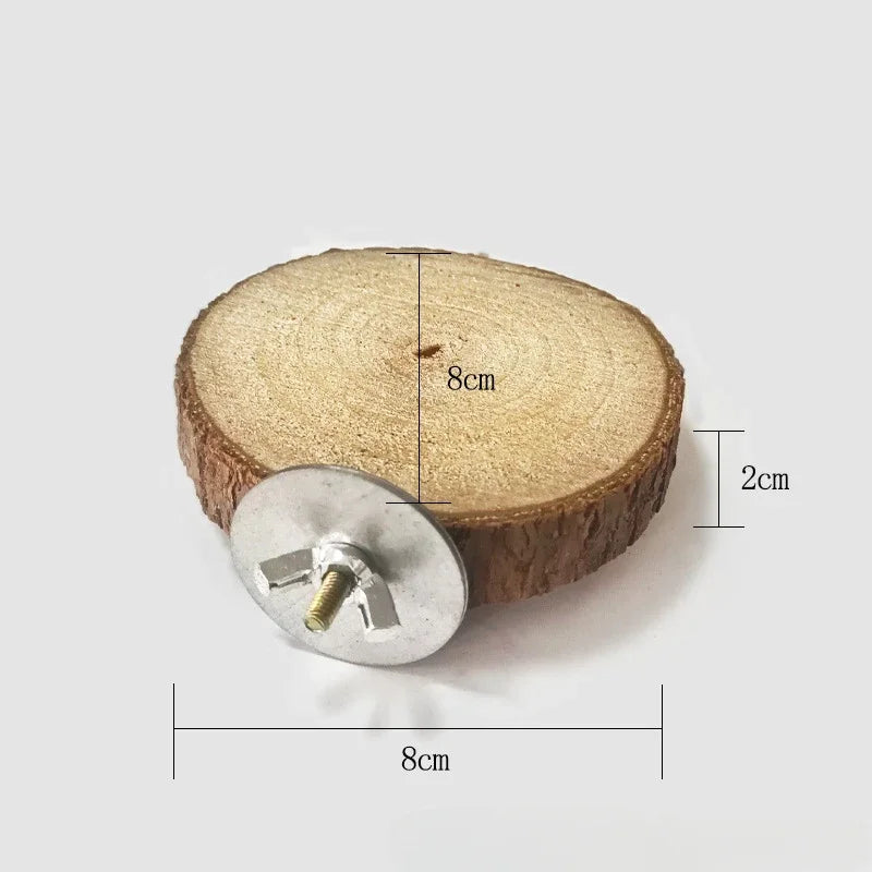 Parrot Hamster Round Stand Board Pet Birds Parrot Wooden Platform Bracket Toy Hamster Branch Perch Bird Cage Toy Pet Stand Board