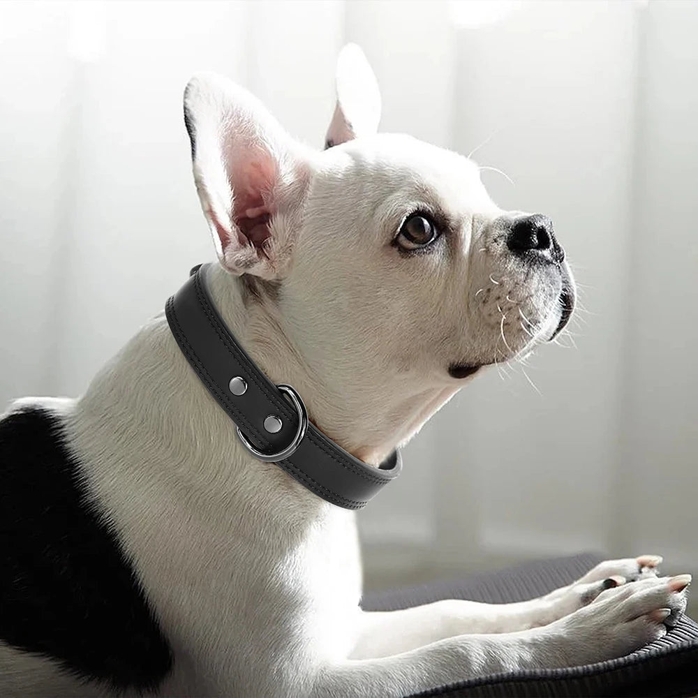 Soft Durable Real Leather Dog Collar Genuine Leather Pet Collars for Small Medium Large Dogs German shepherd Brown Black