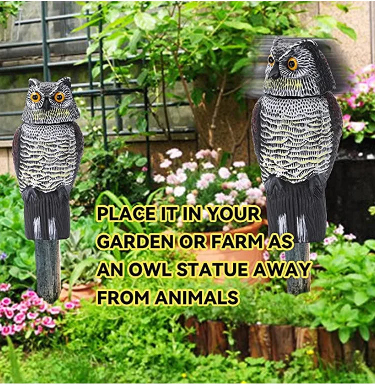 Simulated owl outdoor gardening bird-scaring and rat-repelling decorative item, a shaking animal resin owl handicraft