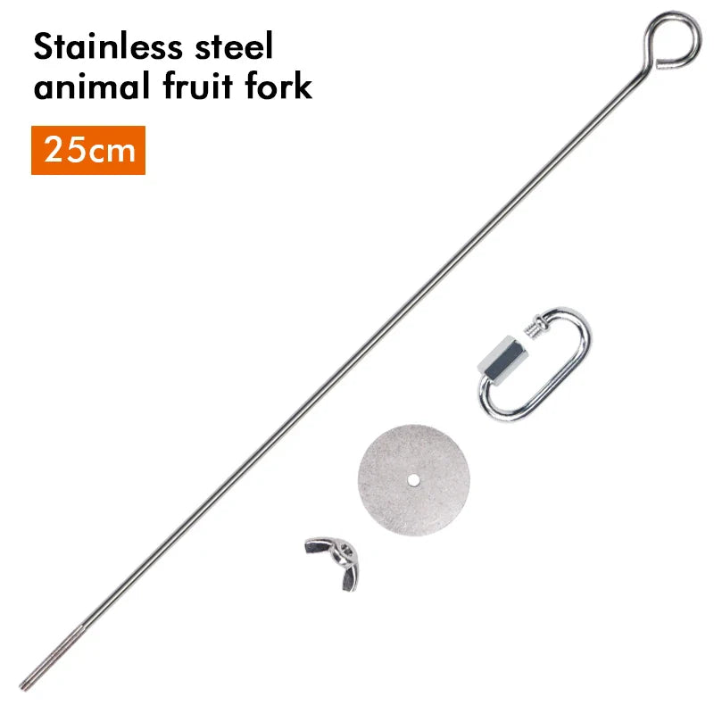 Parrot Stainless Steel Fruit Fork Apple Fork Toy Bird Cage Supplies Bird Fruit Insert Feeder Pet Parrot Accessories Bird Feeder