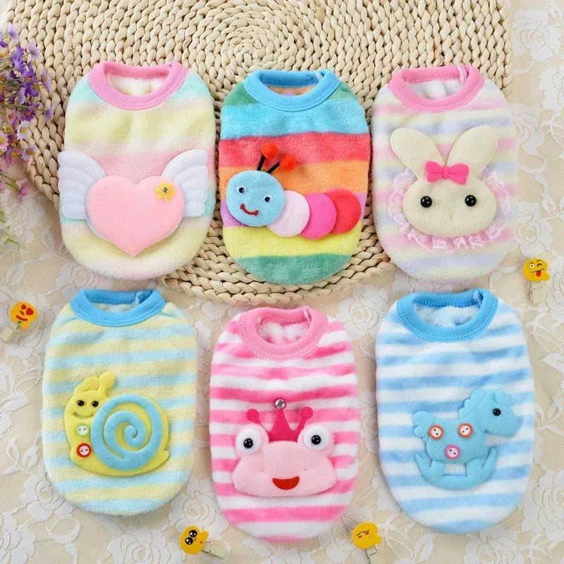 Plush Cat Rabbit Vest Cartoon Autumn Winter Pet Clothes for Kitten Puppy Bunny Guinea pig Warm Fleece Small Animals Clothing