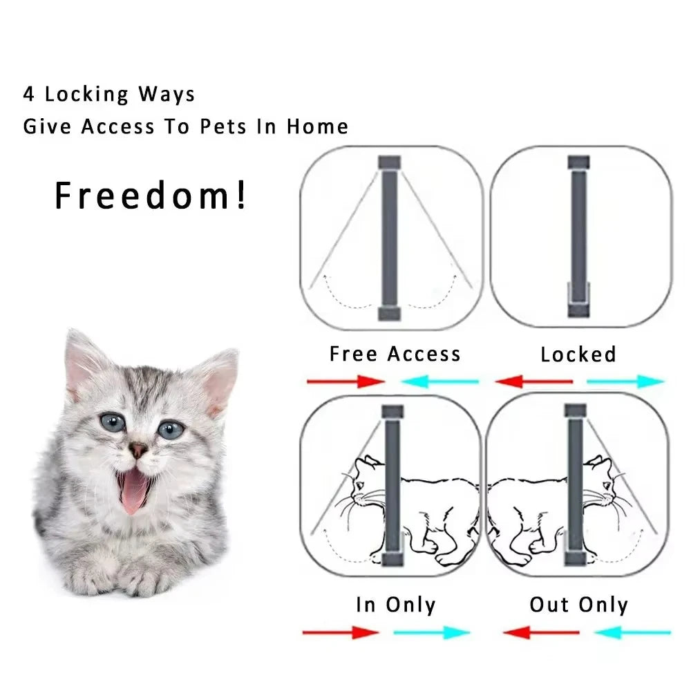 4 Way Lockable Dog & Cat Door,Pet Gate Allows Free Access in Both Directions,Flap Pet Gate Door,Cat door, Pet Safety Supplies