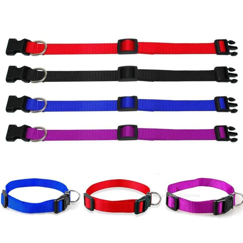Solid Color Nylon Pet Dog Collar Adjustable Soft Puppy Cat Stuff Collar Necklace Pet Supplies S-XL Perros Accesorios