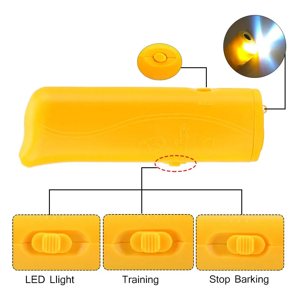 Dog Repeller Anti Barking Stop Bark Training Device Outdoor LED Ultrasonic Pet Trainer Repellents Whistle with Flash Light Dogs