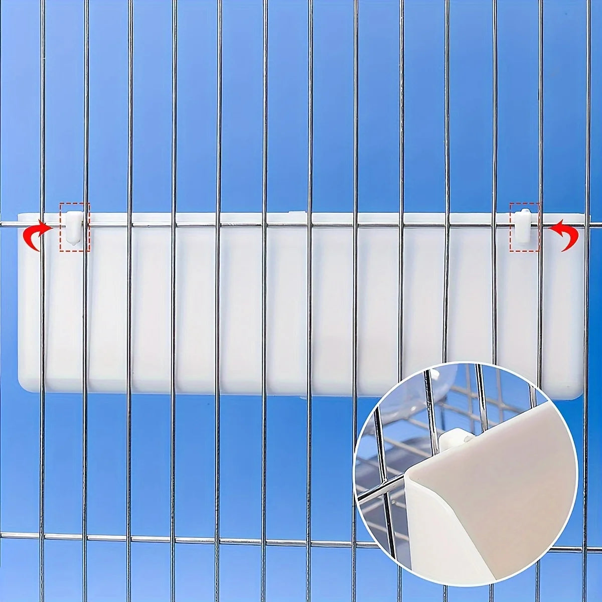 1pc Portable Double Grid Design Bird Feeder, Hanging Bird Food And Water Container For Bird Cage