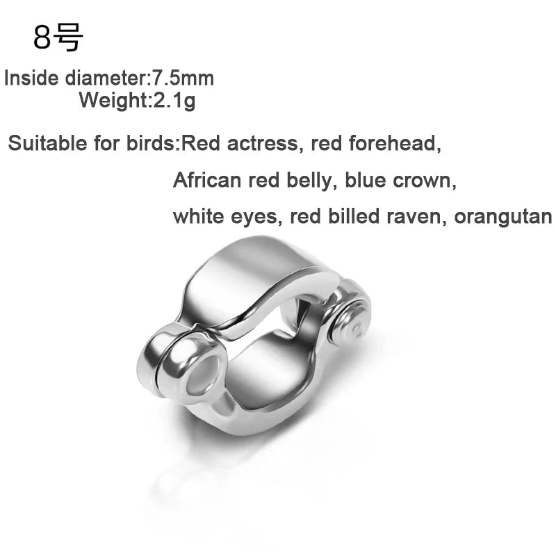 Parrot Leg Ring Stainless Steel Pet Bird Leg Ring Outdoor Flight Training Activity Anti Loss Open Leg Ring Foot Ring Chain