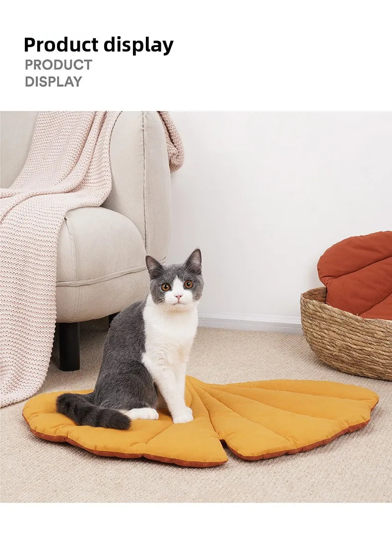 Cotton Pet Floor Mat Leaf Shaped Thickened Cat Dog Sleeping Cushion for Indoor Kennel Crate Sofa Four Season Use