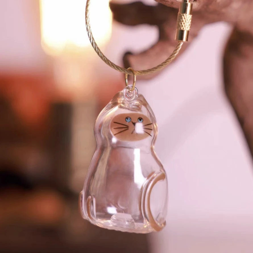 Stylish Cat Key Holder Fluffy Ball Hair Collector Transparent Case Fashionable Pet Accessories for Kitty Owners