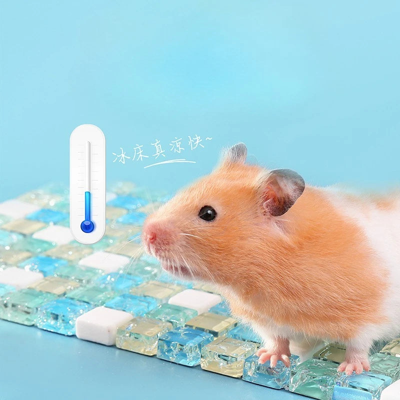 Hamster Cooling Pad Summer Ice Mat Small Glass Plate for Pet Rodent Heat Relief Small Animals Cages Hamster Pet Products