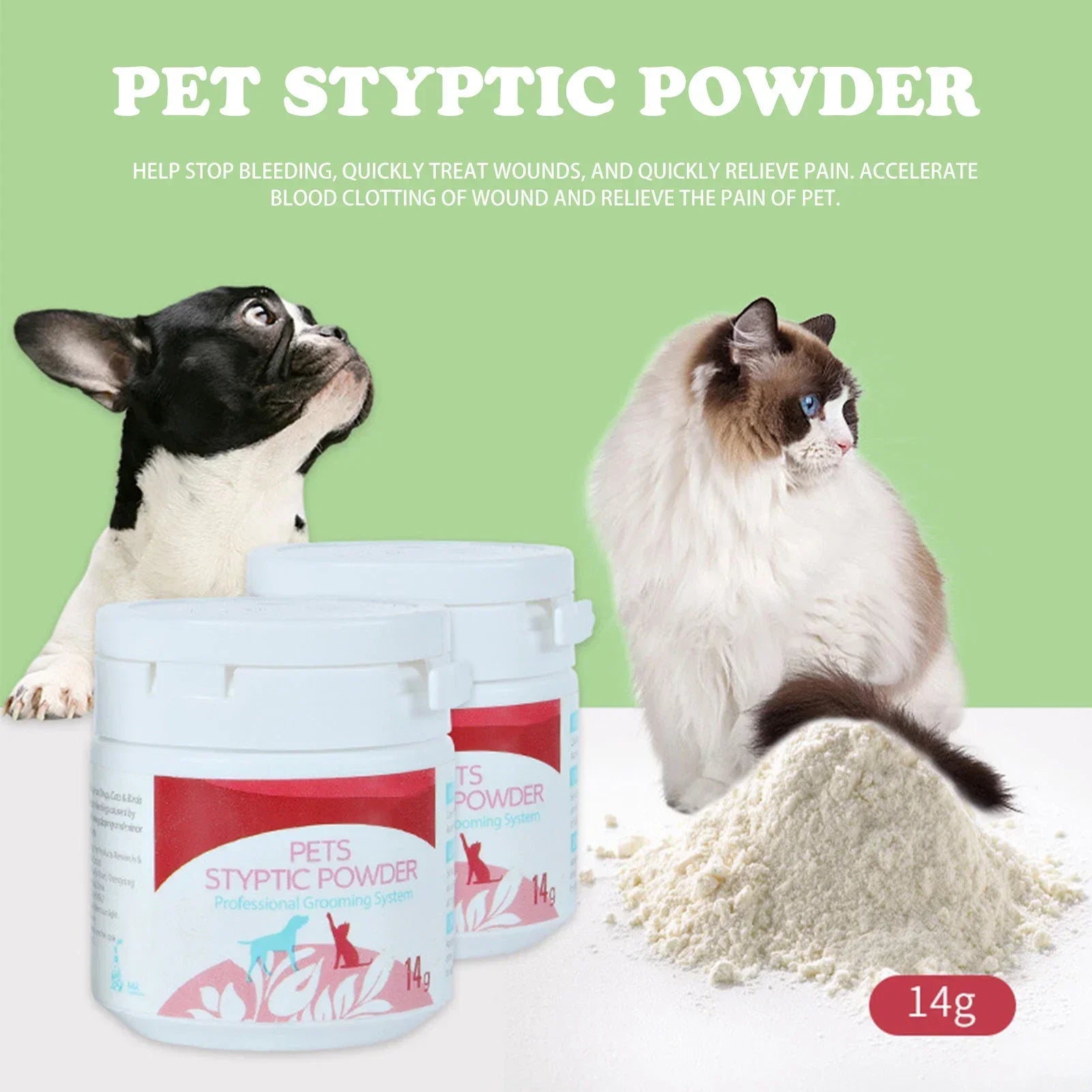 14g Pet Styptic Stop Bleeding Dog Nail Bleeding Quick Hemostatic Powder Claw Nail Wound Bleeding Blood Coagulant Pet Supplies