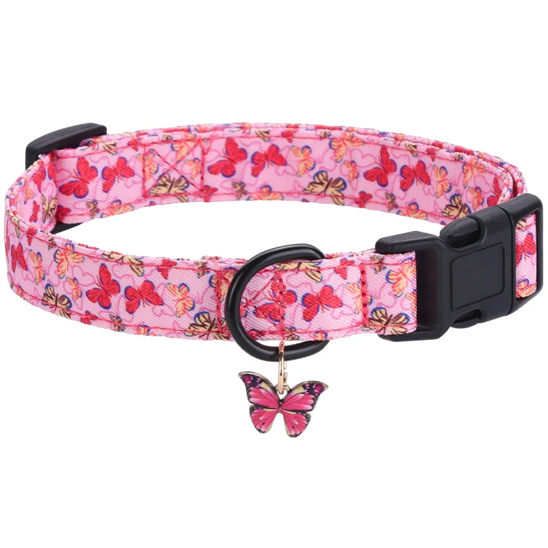 ECP009/CP607--pet dog collar,Bee and Dinosaur Printing Collar with Metal Pendant for Dogs Puppy cats