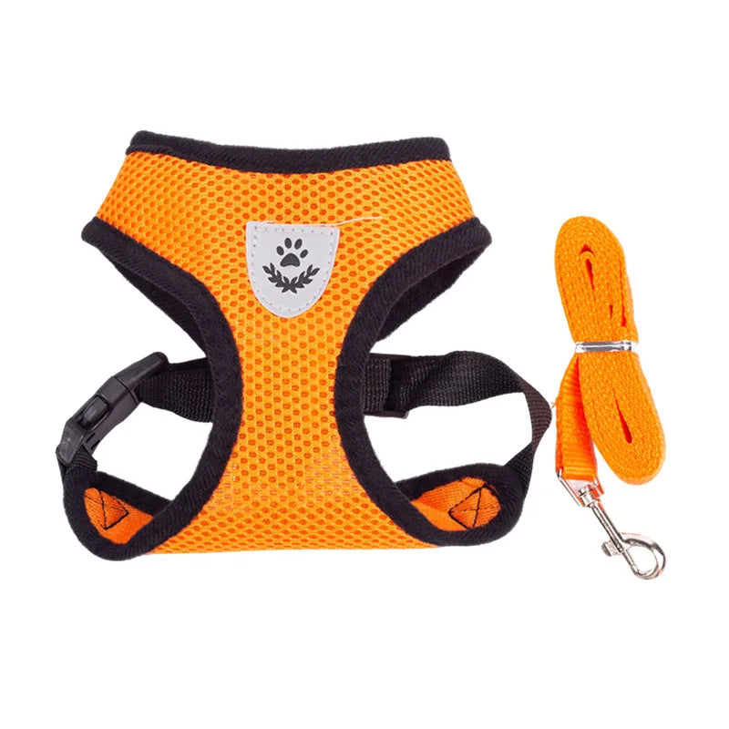 Cat Small Dog Breathable Mesh Harness And Leash Kitten Cats Harnesses Little Dog Puppy Harness For French Bulldog Chihuahua Pug