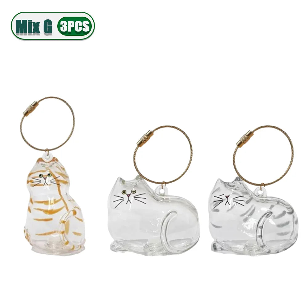 1-5PCS Personalized Cat Hair Jewelry Keyring Pet Memorial Keepsake Holder for Ashes or Fur Unique Gift for Grieving Pet Lovers