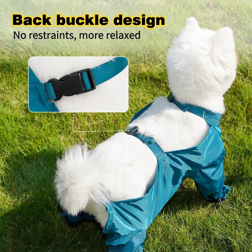 Pet Out Wrap Belly Bag Rompers with 4 Leg Shoes Dog Walking Dustproof Pants Pet Waterproof Clothes Puppy Dog Raincoat with Boots