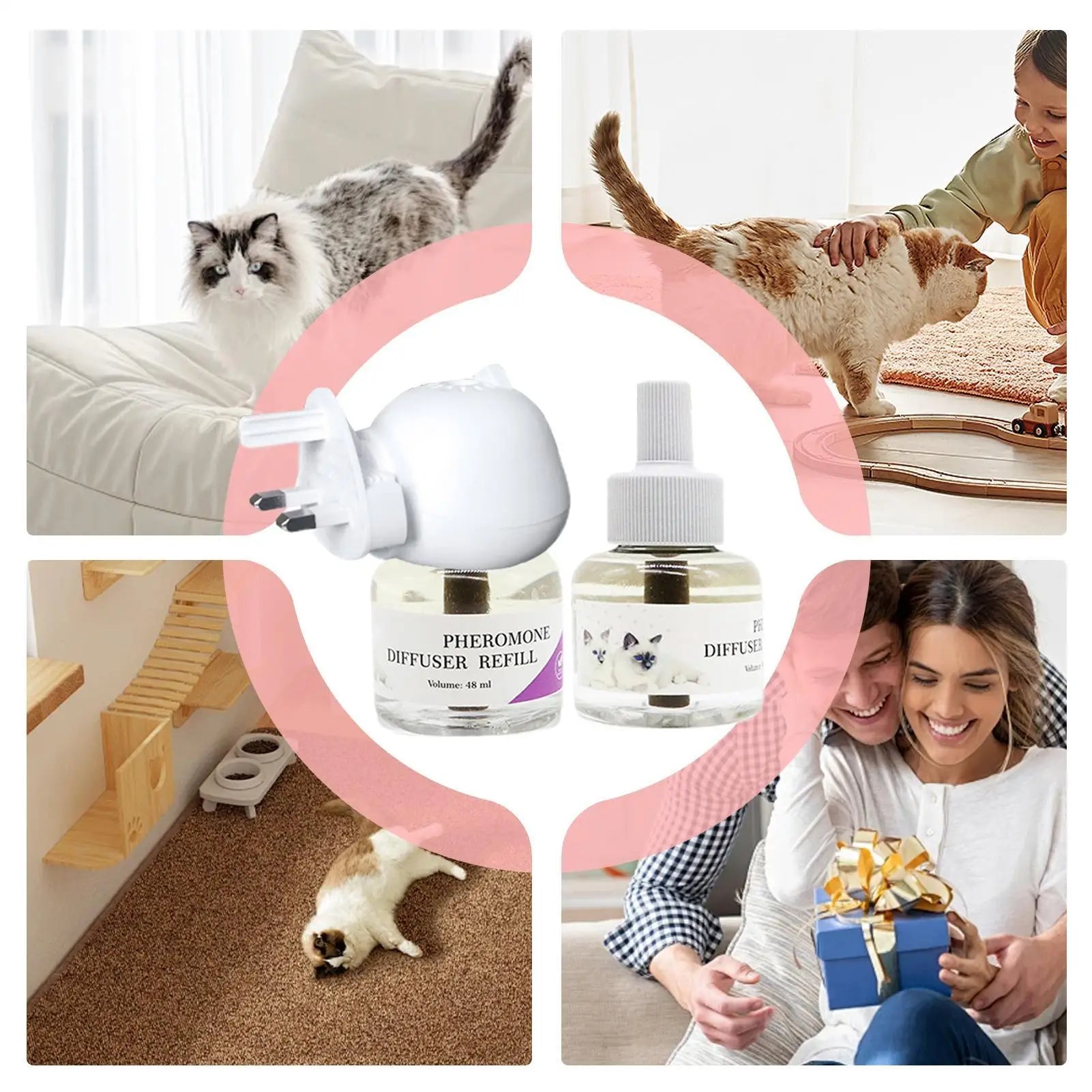 Cat Pheromone Diffuser Calming Pheromone Diffuser For Cats Plug Supplies Ease Sleep Anti Stress Comfort For Indoor Kitten Travel