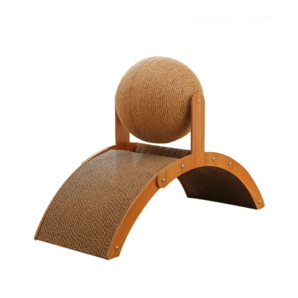 Corrugated Paper Sisal Cat Scratching Ball Wear-Resistant Wood/Sisal Cat Grinding Paw Balls Ferris Wheel Shape Brown