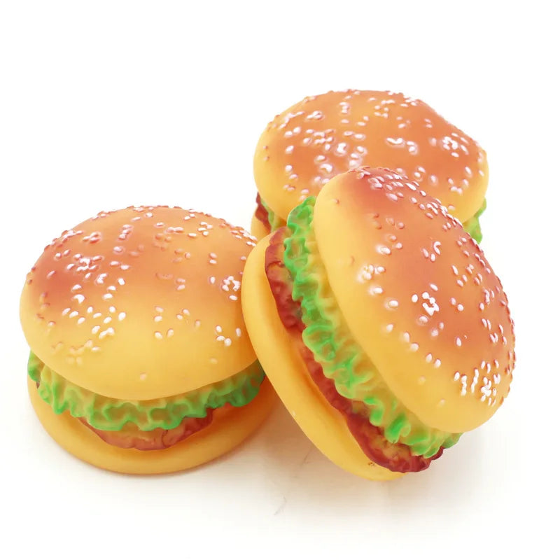 Pet Dogs Hamburger Toy Non-Toxic Puppy Toys Dog Chew Toys Food Grade Silicone Training Playing Chewing Dog Cat Accessories