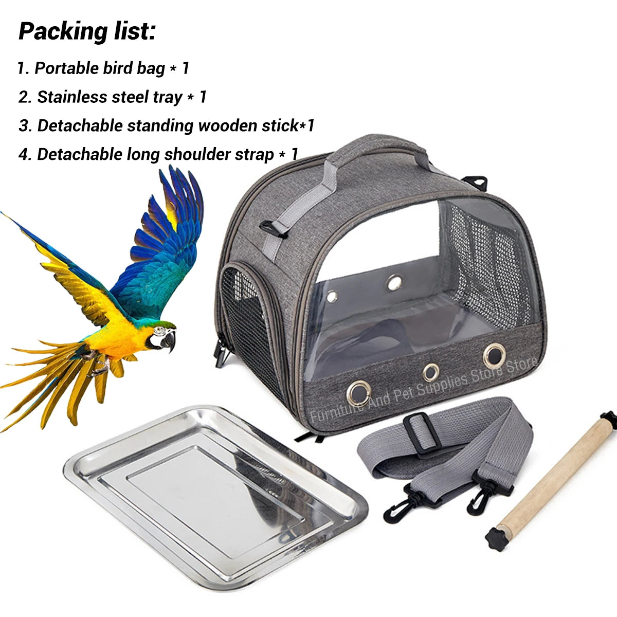 Bird Travel Carrier Portable Transport Bird Cage With Stainless Steel Tray Small Pet Multi-functional Parrot Bird Bag Outdoor