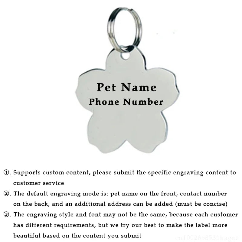 Personalized Dog Nameplate Cat Name ID Tags Customized Pet Nametag Free Engraving Tag Stainless Steel Anti-lost Puppy Identifier
