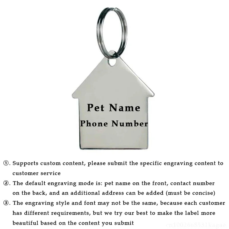 Personalized Dog Nameplate Cat Name ID Tags Customized Pet Nametag Free Engraving Tag Stainless Steel Anti-lost Puppy Identifier