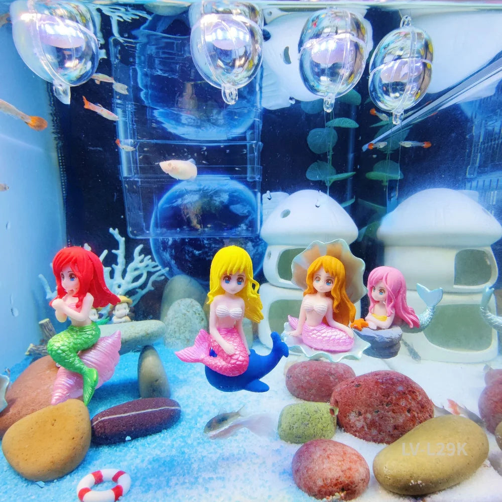 Pretty Mermaid Figurines for Aquarium Kawaii Artificial Mermaid Ornaments Fish Tank Handicrafts Desk Aquarium Decoration