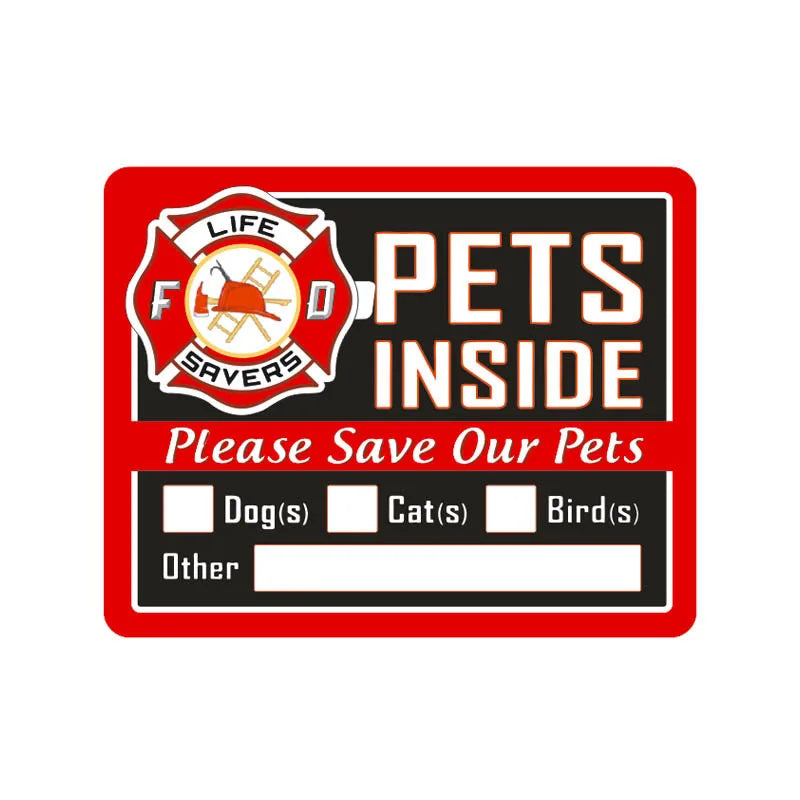 Pet Alert Stickers Static Cling Window Decals Emergency Pets Rescue Sign - NO Adhesive, Removable, UV Resistant