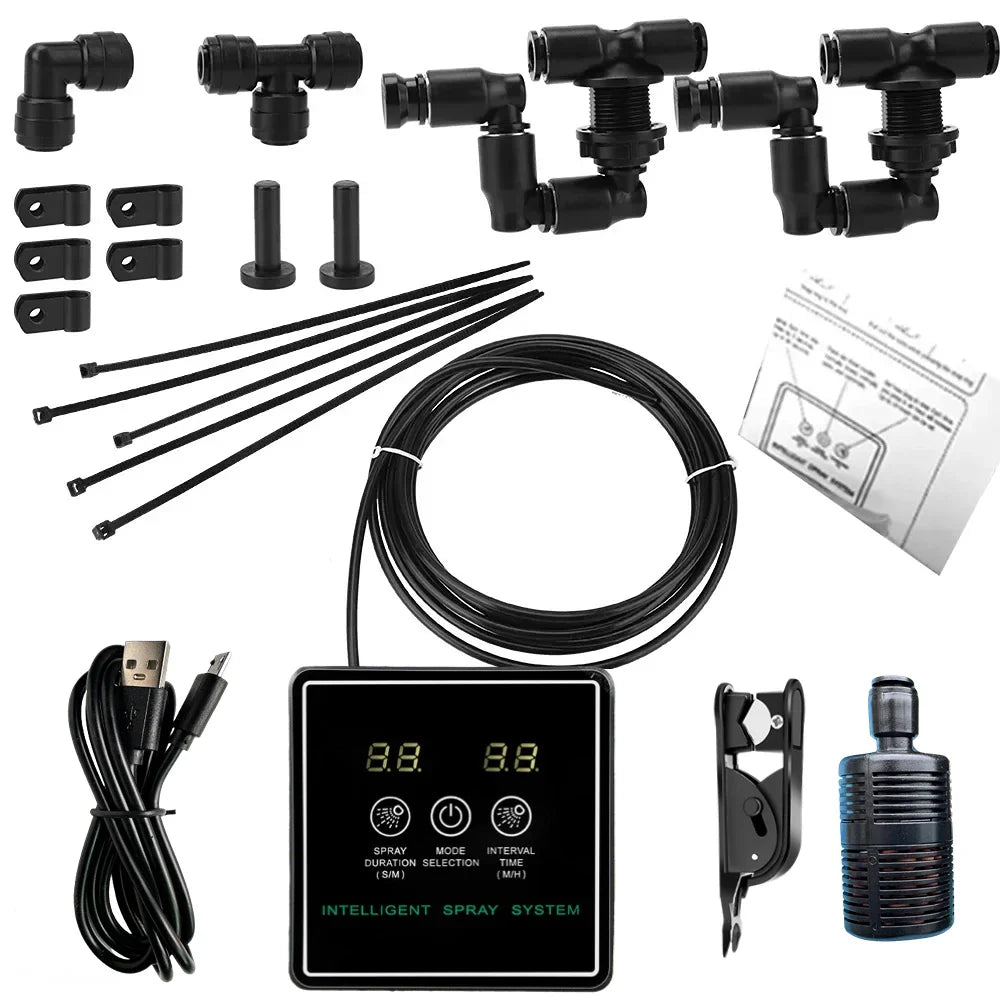 Intelligent Automatic Reptile Fogger Touch Screen Sprinkler Control Electronic Humidifier Timer Mist Rainforest Spray System Set